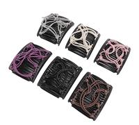 Cryfokt Stretch Magic Hair Combs 6 Pack Adjustable Elastic Clips for All Hair Types Purple Beige Coffee Pink Silver Double Black