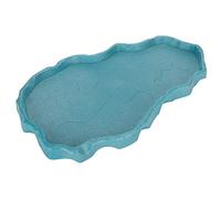 Cryfokt Sturdy Plastic Reptiles Feeding Basin Luminous Color Convenient Dish for Frogs Snakes 1 Unit 370x225x20mm (Lake Blue)