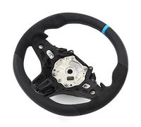 Cryfokt Suede M-tri Stitching 32302462910 Racing Steering Wheel for M3 M4 G80 G82 G83 F4X G2X M Sport, Premium Leather Flat Bottom Design for Car Enthusiasts (Blue Alignment Mark)