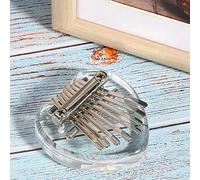 Cryfokt Thumb Piano, 8 Keys Mini Heart Shaped Crystal Acrylic Kalimba, Musical Instrument with Schoolbag Keychain for Travel Party Decoration (heart shaped crystal)