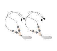 Cryfokt Tough Necklaces, Kau Necklace 2PCs Safe Silicone Reduce Your Finger Chewing for Home (Light Grey)
