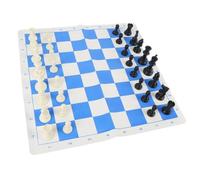 Cryfokt Traditional International Chess Set Durable Plastic Pieces for Social Events 50cm Blue White Board