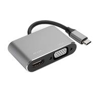 Cryfokt Type-C Adapter with 4K Support and Aluminum Design (Gray) | High-speed video transmission, and VGA ports, Intelligent temperature control