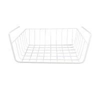 Cryfokt Under Shelf Storage Basket, Under Shelf Wire Basket All Metal Multipurpose for Office Pantry Bookcase (M White)