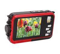 Cryfokt Underwater Camera, Full HD 2.7K 48MP 10ft Water 16X Digital Zoom Front Rear Double Screens Compact Floatable Digital Camera for Surfing,Snorkeling,Swimming (Red)