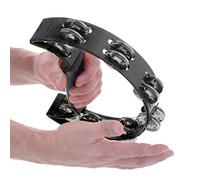 Cryfokt Unique Double Jingles Handbell Tambourine Percussion Instrument for Coordination Skills of Eyes and Hands, Green (Black)