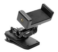 Cryfokt Universal Mobile Phone Backpack Fixed Bracket, Durable Clip Holder for 360 Degree Rotation, Ideal for Sports and Travel, Black Plastic, 1 Unit
