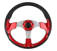 Cryfokt Universal Racing Steering Wheel Stylish PU Aluminum Strong Compatible 14in with Horn Button for Most Vehicles (red)