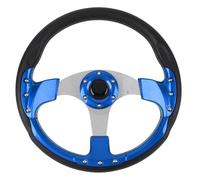 Cryfokt Universal Racing Steering Wheel Stylish PU Aluminum Strong Compatible 14in with Horn Button for Most Vehicles (Blue)
