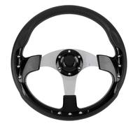 Cryfokt Universal Racing Steering Wheel Stylish PU Aluminum Strong Compatible 14in with Horn Button for Most Vehicles (Black)