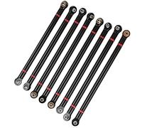 Cryfokt Upgraded Metal Tie Rod Set for Aixal SCX10 Tracked Cars, Heavy Duty Aluminum Alloy, 8 Pieces Red // Color Between Holes 130Mm/125Mm/115 (Black)