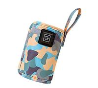Cryfokt USB Baby Bottle Warmer Bag Size Adjustable Temperature Control for On-the-Go Feeding Supports 5V 2A Charging 11.8 X 5.3in (Blue)