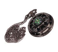 Cryfokt Vintage Black Quartz Pocket Watch with Chain - Hollow Out Dial and Compass for Camping and Travel - Stylish Men’s Accessory