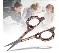 Cryfokt Vintage Scissors with Beautiful Flower Pattern, Durable Stainless Steel for DIY Sewing and Paper Crafts, 11.5cm Length, Antique Copper (Dark Copper Plating)