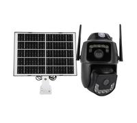 Cryfokt Wide Angle Outdoor Security Camera 4G Solar Double Lens Human Detection Camera IP66 for Farm Construction Site (European Version)