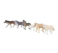 Cryfokt Wildlife Wolf Model Desktop Decoration Highly Simulation Children Toy for Collection & Education, 6-Pack PVC Wolf Model for Home Decor/Toy Enthusiasts (six wolves set)
