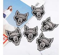 Cryfokt Wolf Patch Set 6pcs Cute Iron On Appliques for Clothing Accessories, Vivid Decoration for T-Shirts and Bags, Cloth Material (Gray Wolf Head)