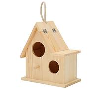 Cryfokt Wood Bird House, Handcrafted Solid Wood Bird Nesting Box for Small Birds Sparrows Finches Bluebirds, Outdoor Birdhouse with Easy Clean Door and Unfinished Canvas for Garden