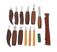 Cryfokt Wood Carving Kit 15Pcs Whittling Set with 7 CrMoV Steel Blades & Walnut Handles Leather Pouch Woodworking Tools for Beginners & Professionals