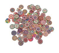 Cryfokt Wooden Buttons, 25mm European Floral Patterns Retro Flower Pattern Buttons, DIY Crafting with Random Assortment for Sewing Knitting Scrapbooking Clothing Decoration