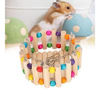 Cryfokt Wooden Hamster Hammock Colorful Beaded Chewing Toy Swing for Mini Parrots & Small Pets, Eco-friendly & Durable 5.5 X X 10.6in