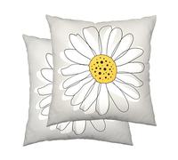 Cryfox Spring Daisy Pillow Covers 16x16 Set of 2 Yellow Gray White Throw Pillow Cases Summer Floral Pillowcase Flower Bloom Home Decorative Cushion Case Cover for Home Sofa Couch Bedroom Double Sided