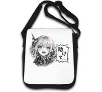 Crying anime girl with robotic headset Shoulder Bag White