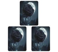 Crying Black Rose Moon Car Air Freshener 3-pack Aromatherapy Tablets Hanging Scented Cards for Rooms Bathrooms Wardrobe Square