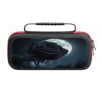 Crying Black Rose Moon Carrying Case Compatible with Switch Accessories Holds 20 Game Cartridge