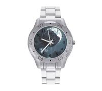 Crying Black Rose Moon Classic Wrist Watches for Men Casual Business Watch Stainless Steel Band for Boyfriend Father