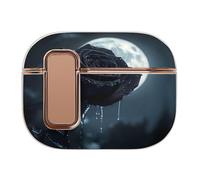 Crying Black Rose Moon Compatible with Airpods Pro 2 Case Cover with Button Buckle Electroplating
