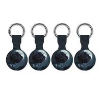 Crying Black Rose Moon Compatible with Airtag Locator Silicone Protective Case with Keychain 4PCS