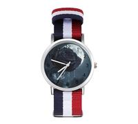 Crying Black Rose Moon Funny Wrist Watches for Men Women Casual Braided Strap Easy Reader for Work Workout