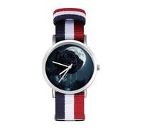 Crying Black Rose Moon Wrist Watches Nylon Braided Strap Non-Scale Work Casual Watch