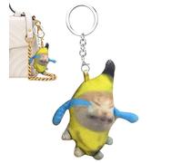 Crying Cat Keyring - 4.33 x 1.38 Inches, 30G Plush Keychain, Stuffed Doll Pendant | Crying Sounds Plush Happy Banana Cat Plush for Backpacks, Handta