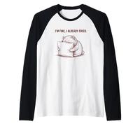 Crying Cat Pillow Hug I'm Fine I Already Cried Raglan Baseball Tee