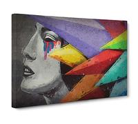 Crying Colour Canvas Print | Gallery Wrapped 30mm Frame Wall Art | 30x20 inches | Ready to Hang | Abstract Picture | Living Room Bedroom Lounge Office