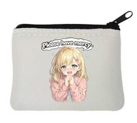 Crying Girl Pleading for Mercy Neoprene Coin Purse Pouch 10x11cm White