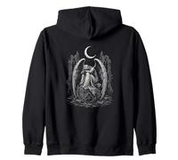 Crying Gothic Angel Under Crescent Moon Ruins Zip Hoodie