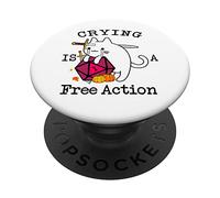 Crying Is A Free Action Cat Roleplaying Dice Gamer PopSockets Swappable PopGrip