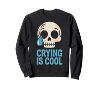 Crying Is Cool Skull Art Mental Health Awareness Design Sweatshirt