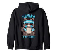 Crying is my Cardio Raccoon Zip Hoodie