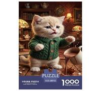 Crying Little Cat Jigsaw Puzzles Puzzles for Adults Kids. 1000 Pieces Study Great Gifts Challenge Toy Home Decoration for Adults& Kids Age 14 Years Up 52x38cm/1000pcs