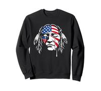Crying Native American Indian Chief American USA Flag Sweatshirt