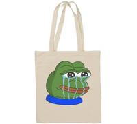 Crying Pepe The Frog Running Tears Natural Cotton Tote Bag White