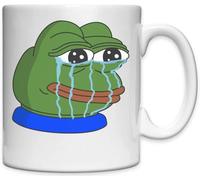 Crying Pepe The Frog Running Tears White Ceramic Mug White
