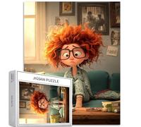 Crying red-haired Woman 1000 Piece Jigsaw Puzzles for Adults Sofa Home Background Art Jigsaw Challenging Family Activity Games Colorful DIY Craft Puzzle for Home Decor Gifts 20×27 Inches
