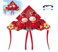 Crying/Smiling Horse Kite 2026 Lunar New Year - Large Sad Horse Triangular Kite with 100m Line, Unique Chinese Cultural Home Decor & Birthday Gift Idea for Kids Adults, Easy Fly Outdoor Toy
