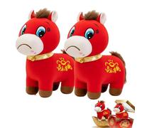 Crying & Smiling Horse Plush, Lucky Mascot with Chinese Blessing, Ideal for New Year Gifts and Home Decor, 25CM