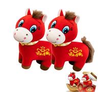 Crying & Smiling Horse Plush, Lucky Mascot with Chinese Blessing, Ideal for New Year Gifts and Home Decor, 25CM